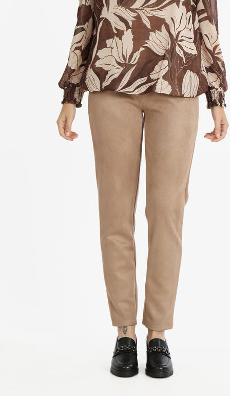 Gladys Pantaloni donna a gamba dritta effetto scamosciato Pantaloni Casual donna Beige taglia M