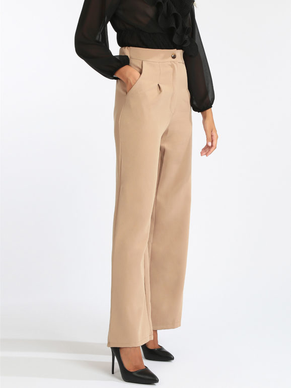 New Collection Pantaloni donna a gamba larga Pantaloni Casual donna Beige taglia S