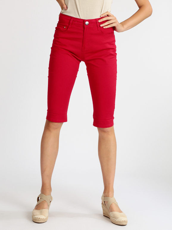 Max & Liu Pantaloni donna a pinocchietto in cotone Pinocchietti donna Rosso taglia 48