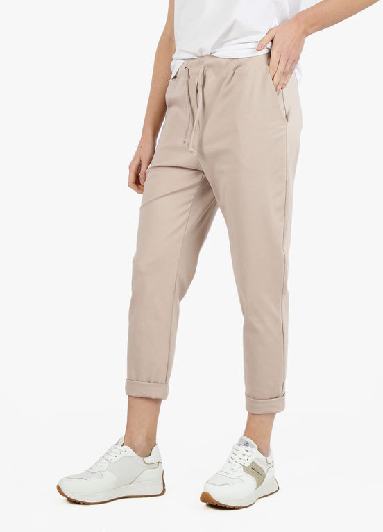 Fashion Pantaloni donna con coulisse Pantaloni Casual donna Beige taglia XXL