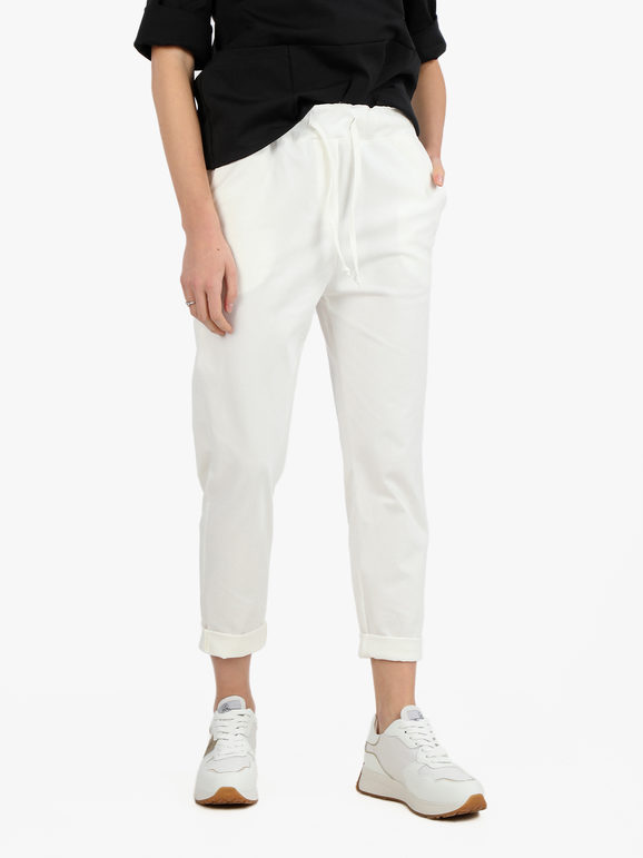 Fashion Pantaloni donna con coulisse Pantaloni Casual donna Bianco taglia XL