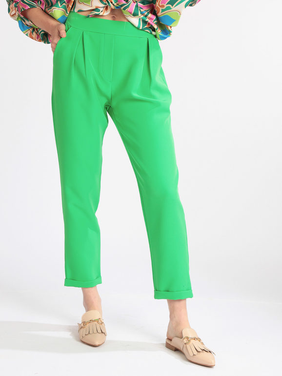 Frenetika Pantaloni donna con risvolto Pantaloni Eleganti donna Verde taglia M