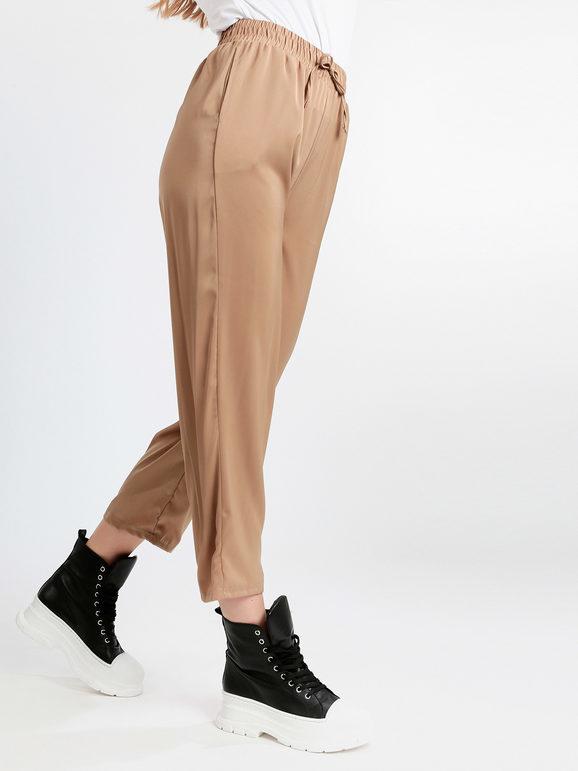 Solada Pantaloni donna effetto raso Pantaloni Casual donna Beige taglia L/XL