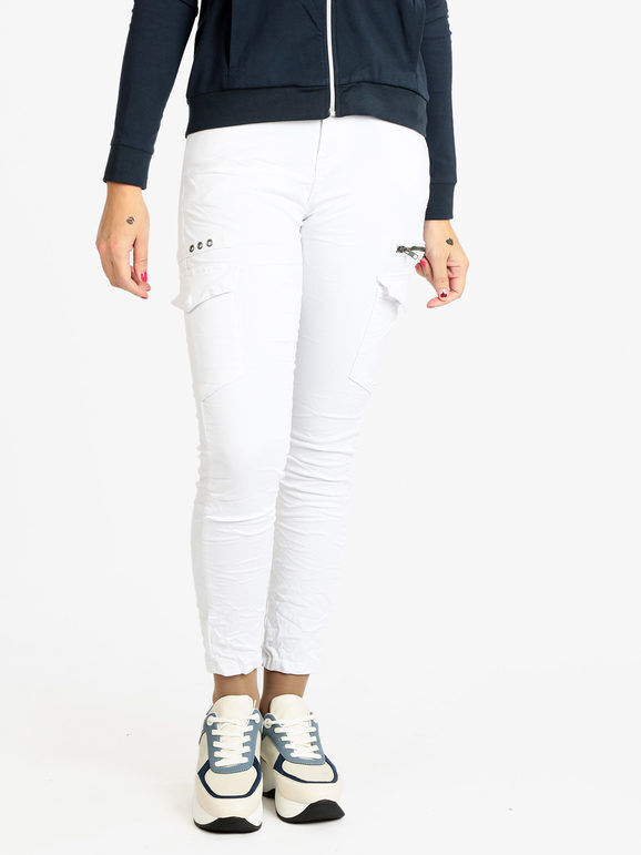 Water Jeans Pantaloni donna effetto stropicciato Pantaloni Casual donna Bianco taglia M