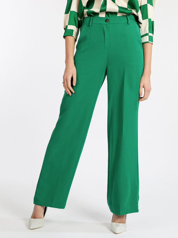 Melitea Pantaloni donna eleganti a gamba larga Pantaloni Eleganti donna Verde taglia Unica