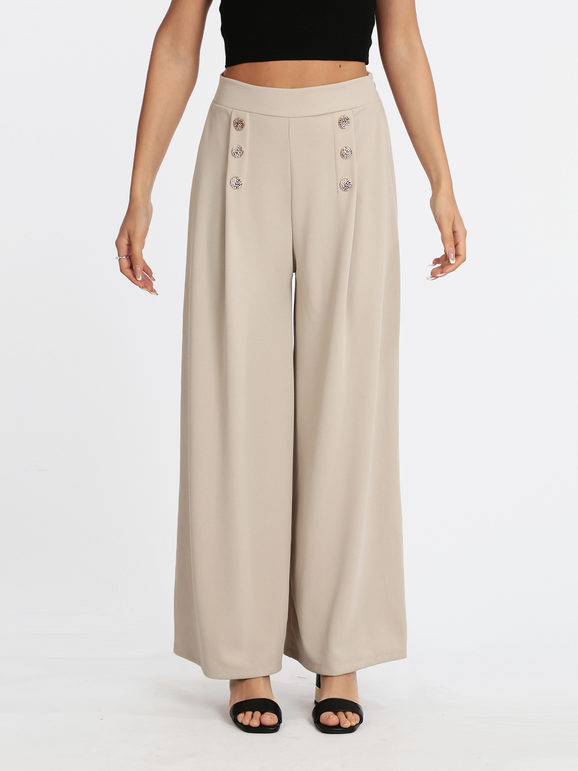 Solada Pantaloni donna gamba larga Pantaloni Casual donna Beige taglia Unica