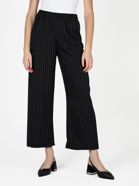 Solada Pantaloni donna gessati a gamba larga Pantaloni Casual donna Nero taglia M