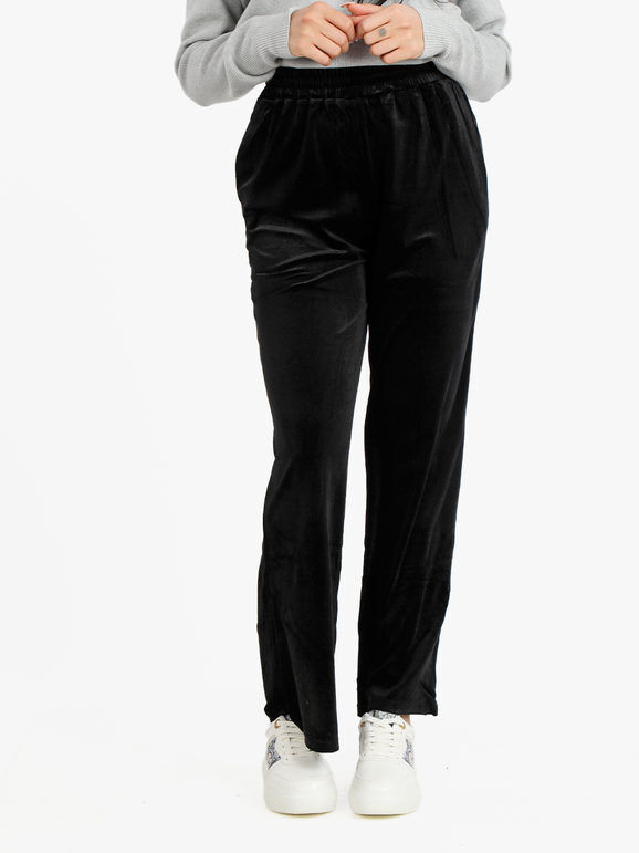 Sweet Pantaloni donna in velluto a gamba larga Pantaloni Casual donna Nero taglia M