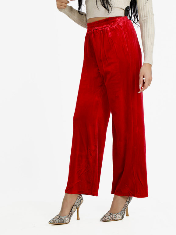 Sweet Pantaloni donna in velluto a gamba larga Pantaloni Casual donna Rosso taglia S