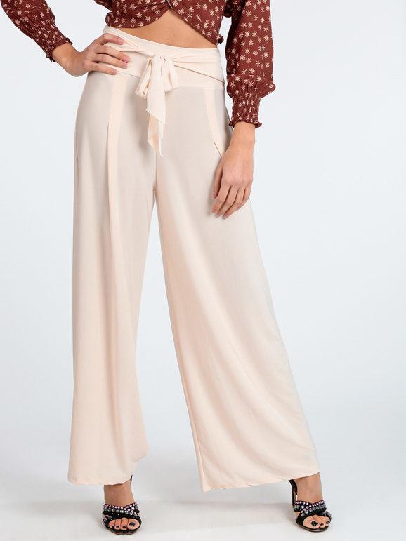 Solada Pantaloni donna in viscosa a gamba larga Pantaloni Eleganti donna Beige taglia Unica