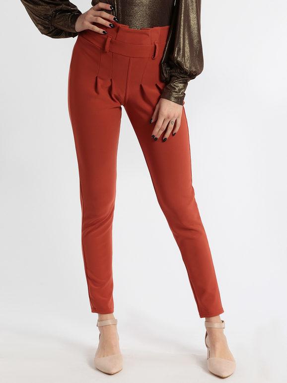 Solada Pantaloni elasticizzati con vita a volant Pantaloni Casual donna Arancione taglia XL