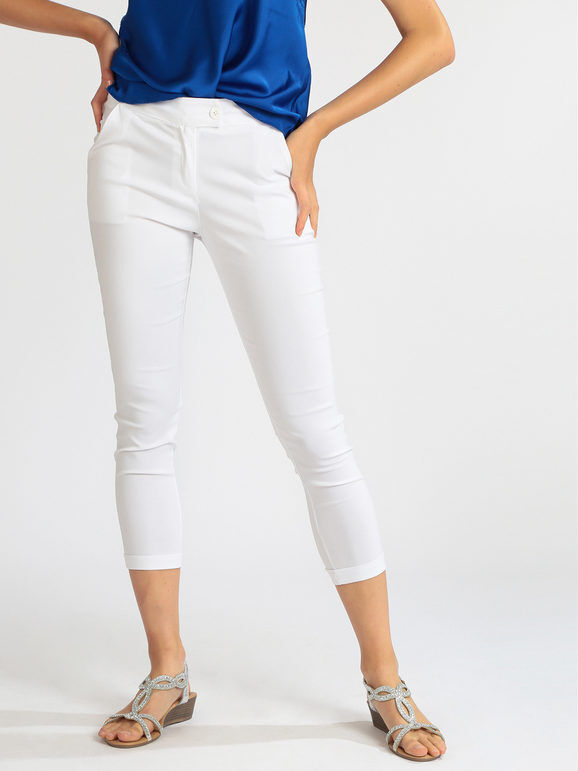 Frenetika Pantaloni elasticizzati donna con risvolto Pantaloni Casual donna Bianco taglia L