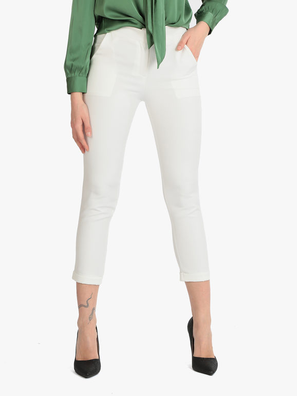 Frenetika Pantaloni eleganti donna modello classico Pantaloni Eleganti donna Bianco taglia M