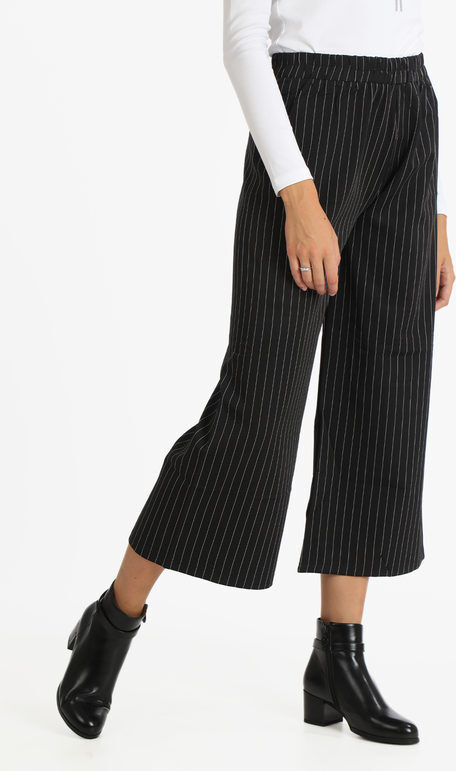 Solada Pantaloni gessati donna a gamba larga Pantaloni Casual donna Nero taglia M