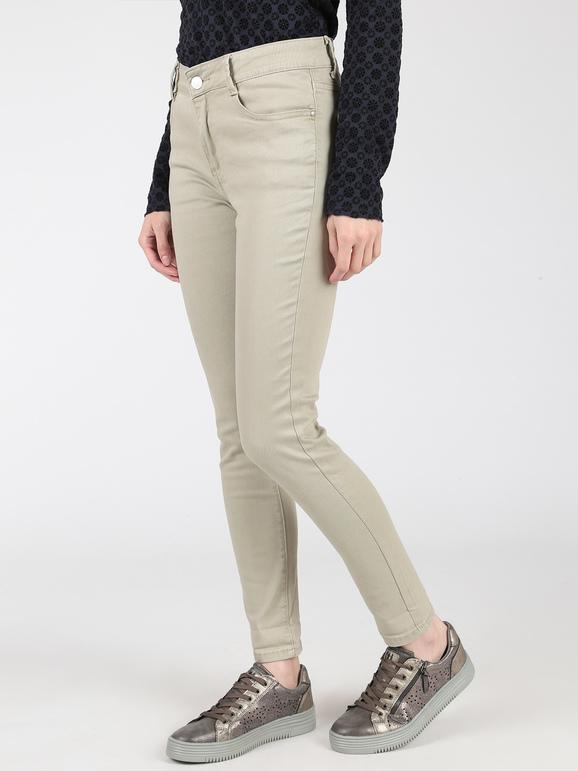 Ghiaccio&Limone ; Pantaloni in cotone elasticizzato Pantaloni Casual donna Beige taglia M