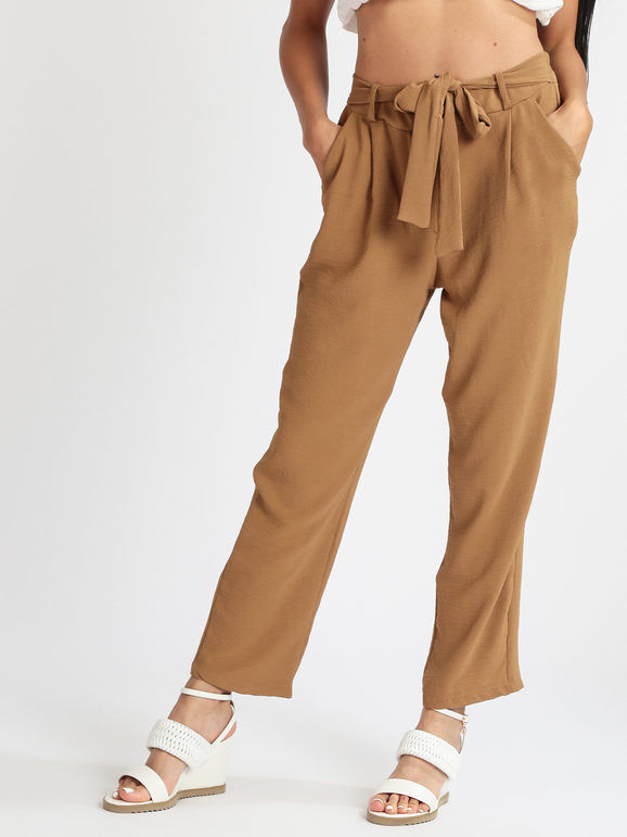 Frenetika Pantaloni leggeri donna con fiocco Pantaloni Casual donna Marrone taglia XL