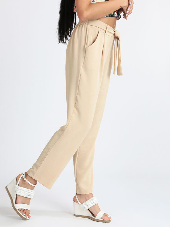 Frenetika Pantaloni leggeri donna con fiocco Pantaloni Casual donna Beige taglia XL