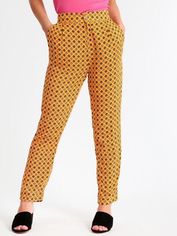 Lamorena Pantaloni morbidi a fantasia Pantaloni Casual donna Giallo taglia M