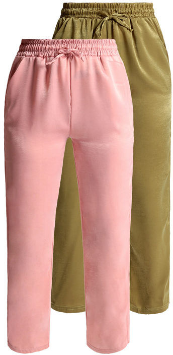 Solada Pantaloni morbidi effetto seta donna. Confezione da 2 pezzi Pantaloni Casual donna Multicolore taglia XL