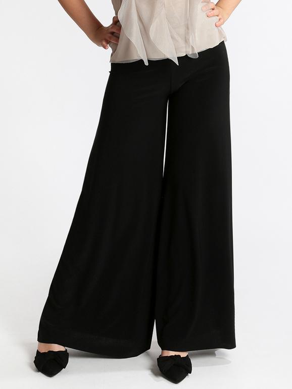Solada Pantaloni neri con fondo ampio Pantaloni Casual donna Nero taglia Unica