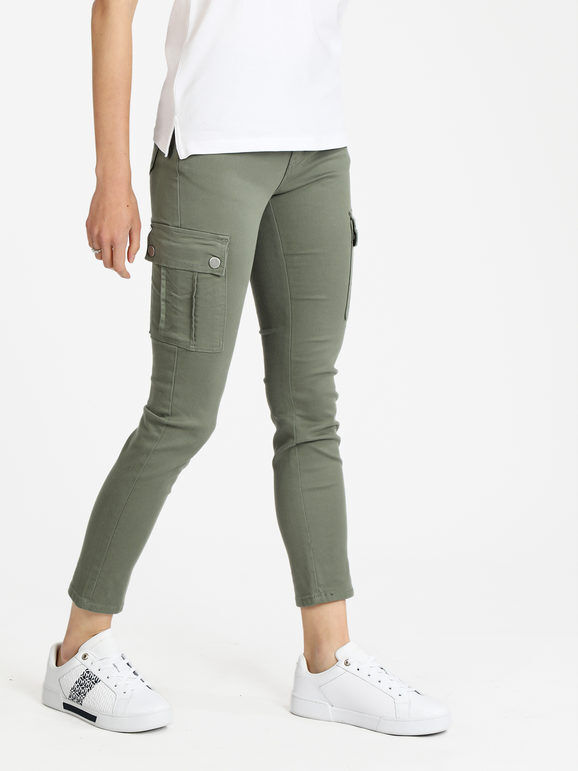 Miti Baci Pantaloni slim fit donna con tasconi Pantaloni Casual donna Verde taglia XS