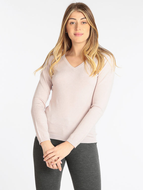 Louise Orop Pullover da donna scollo a V Pullover donna Rosa taglia S/M