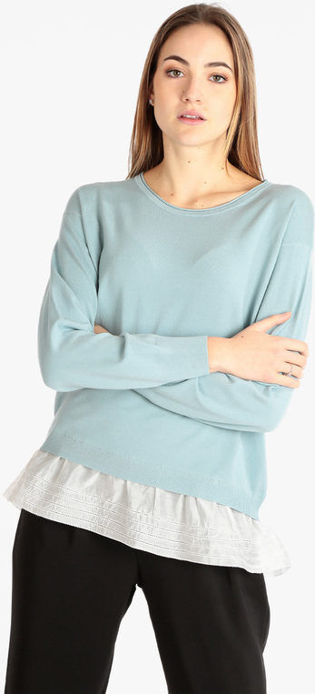 Louise Orop Pullover donna con balza in tessuto Pullover donna Blu taglia M/L