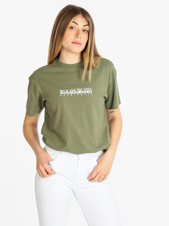 Napapijri S BOX W SS T-shirt donna manica corta con scritta T-Shirt Manica Corta donna Verde taglia M