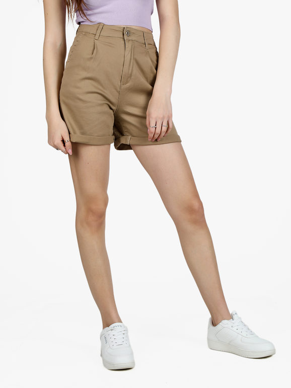 Sexy Sense Shorts donna a vita alta in cotone Shorts donna Beige taglia XS