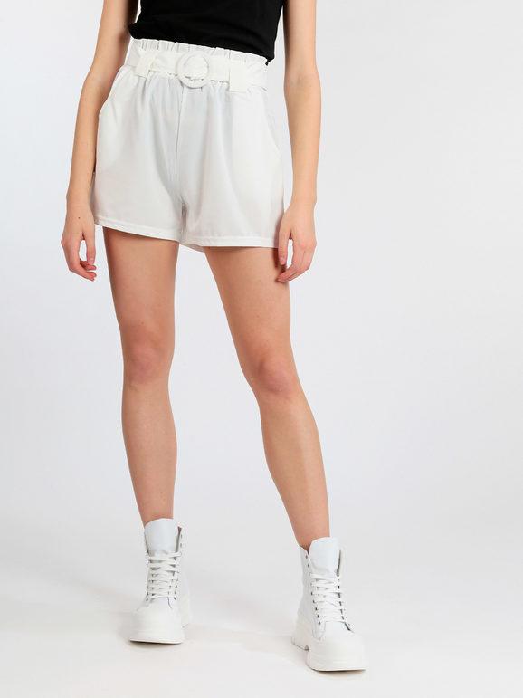 Solada Shorts donna vita alta con cintura Shorts donna Bianco taglia L