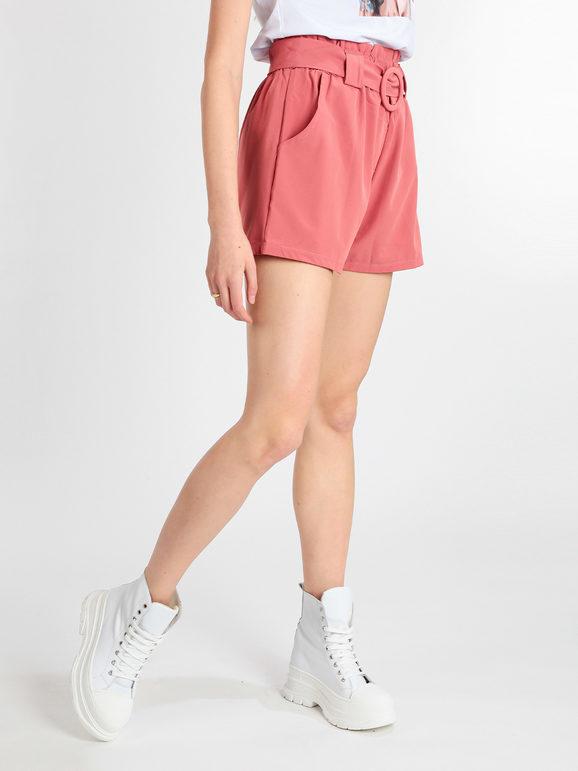 Solada Shorts donna vita alta con cintura Shorts donna Rosso taglia XL