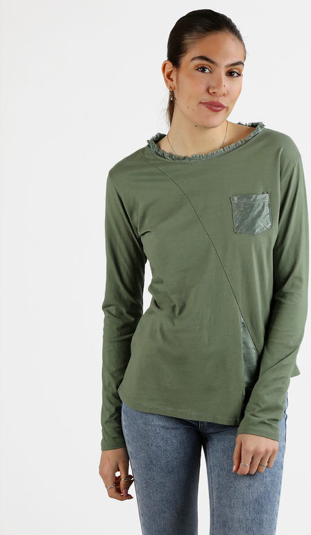 Daystar T-shirt donna a maniche lunghe con taschino T-Shirt Manica Lunga donna Verde taglia Unica