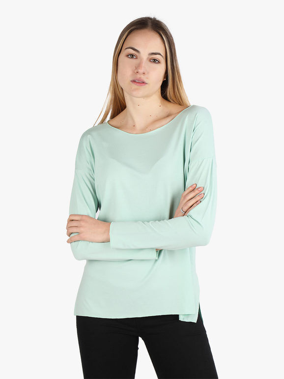 Daystar T-shirt donna a maniche lunghe tinta unita T-Shirt Manica Lunga donna Verde taglia Unica