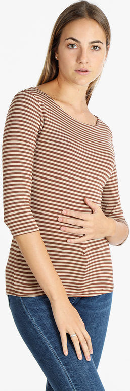 Daystar T-shirt donna a righe con maniche a 3/4 T-Shirt Manica Lunga donna Beige taglia Unica