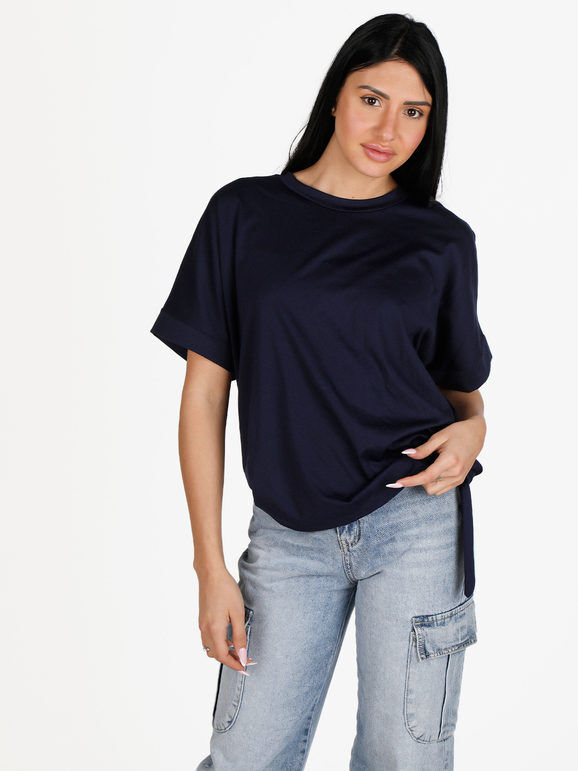 unique T-shirt donna con anello laterale T-Shirt Manica Corta donna Blu taglia Unica