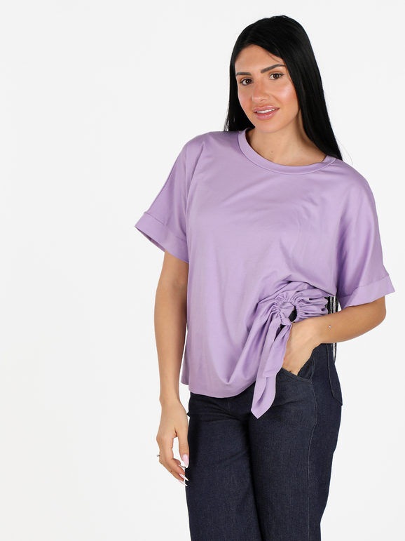 unique T-shirt donna con anello laterale T-Shirt Manica Corta donna Viola taglia Unica