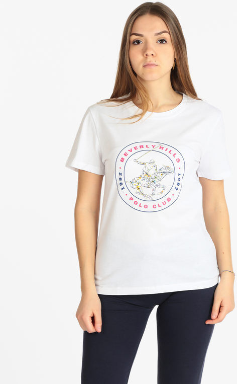 Polo Club T-shirt donna con stampa logo T-Shirt Manica Corta donna Bianco taglia L