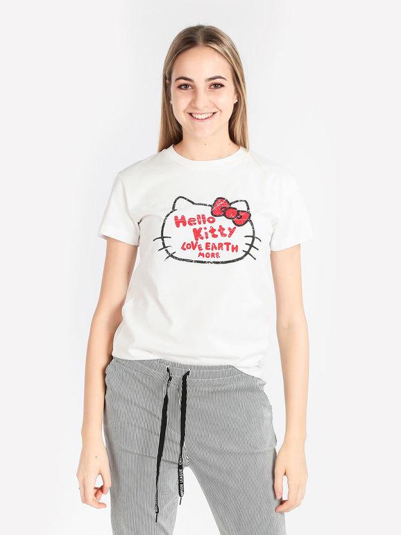 Fixdesign T-shirt donna in cotone con stampa T-Shirt Manica Corta donna Bianco taglia M