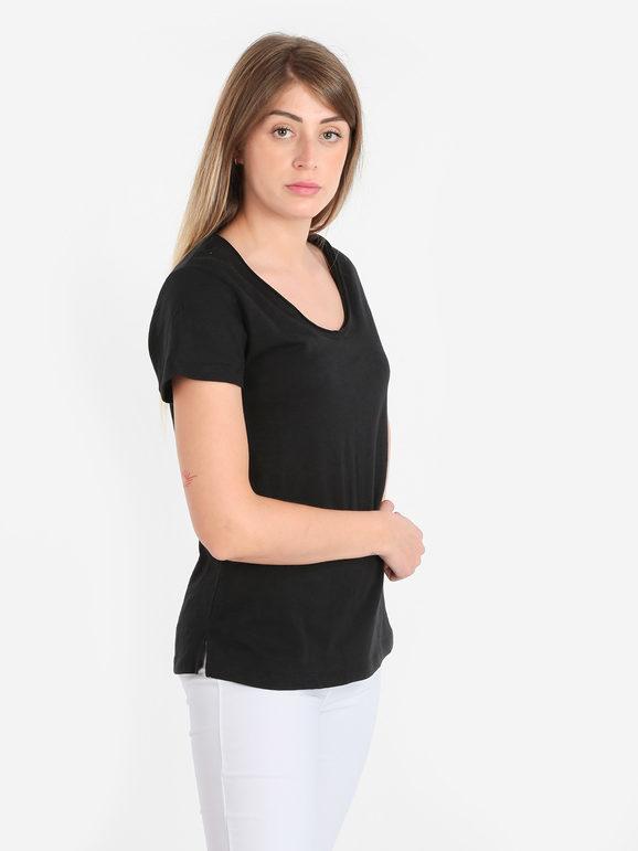 The People Rep T-shirt donna in cotone scollo V T-Shirt Manica Corta donna Nero taglia S