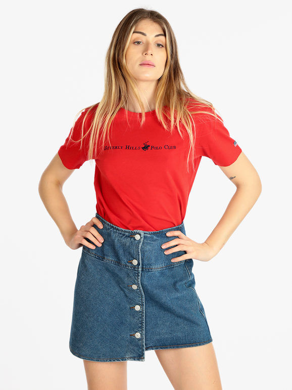 Polo Club T-shirt donna manica corta con scritta T-Shirt Manica Corta donna Rosso taglia M