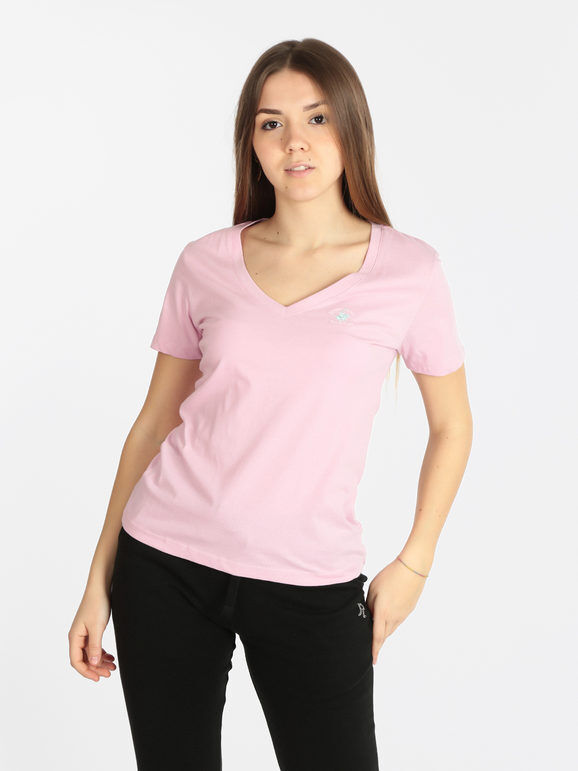 Polo Club T-shirt donna manica corta scollo a V T-Shirt Manica Corta donna Rosa taglia XL