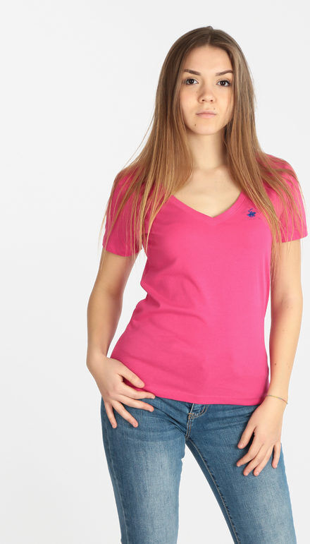 Polo Club T-shirt donna manica corta scollo a V T-Shirt Manica Corta donna Fucsia taglia XL