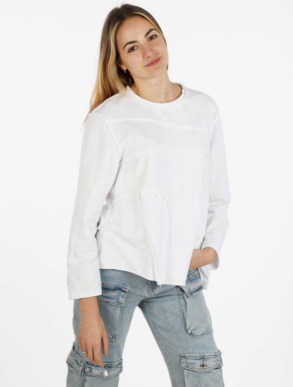 Wendy Trendy T-shirt donna oversize a manica lunga in cotone T-Shirt Manica Lunga donna Bianco taglia Unica