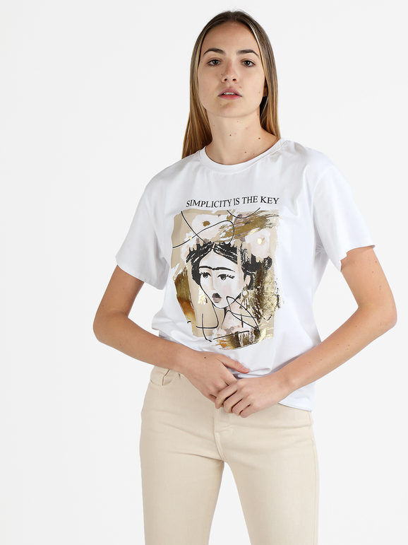 agape T-shirt donna oversize con stampa disegno T-Shirt Manica Corta donna Beige taglia Unica