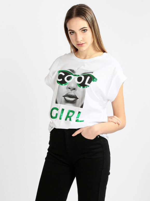 ootd T-shirt donna oversize con stampa T-Shirt Manica Corta donna Verde taglia Unica