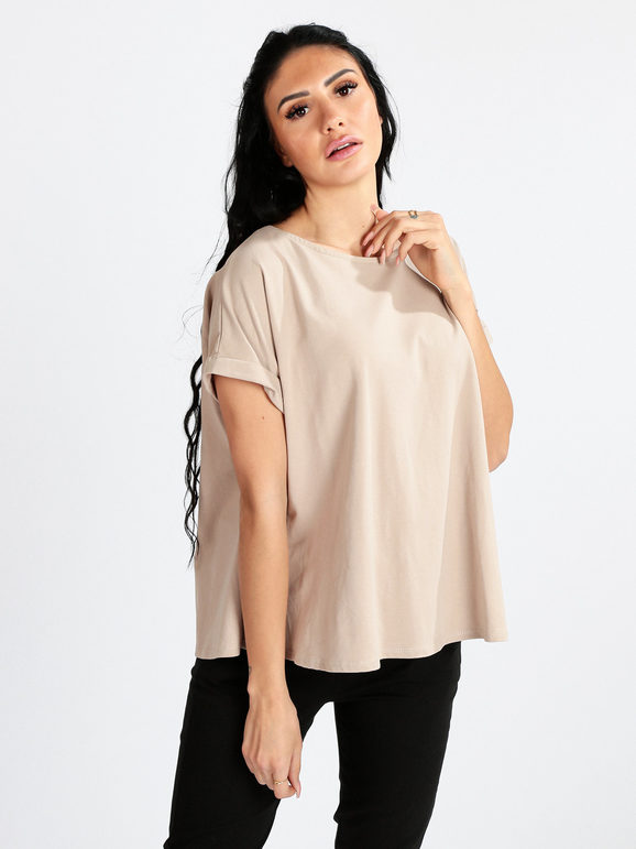 coolest T-shirt donna oversize T-Shirt Manica Corta donna Beige taglia Unica