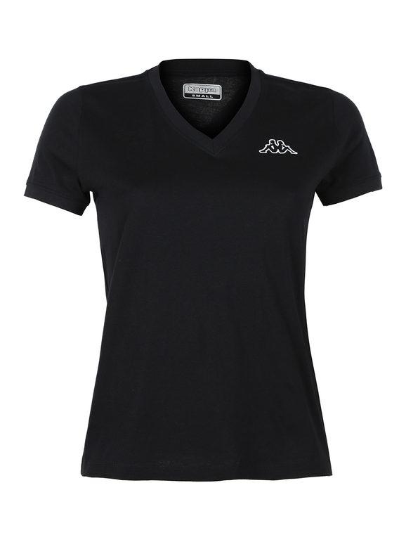 Kappa T-shirt donna scollo V T-Shirt Manica Corta donna Nero taglia XL