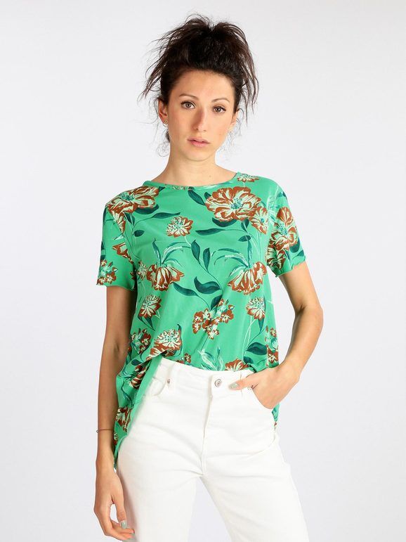 Wendy Trendy T-shirt manica corta donna a fiori T-Shirt Manica Corta donna Verde taglia Unica