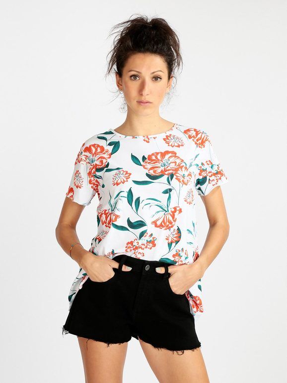 Wendy Trendy T-shirt manica corta donna a fiori T-Shirt Manica Corta donna Bianco taglia Unica