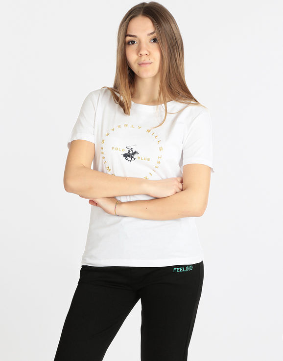 Polo Club T-shirt manica corta donna con logo T-Shirt Manica Corta donna Bianco taglia L